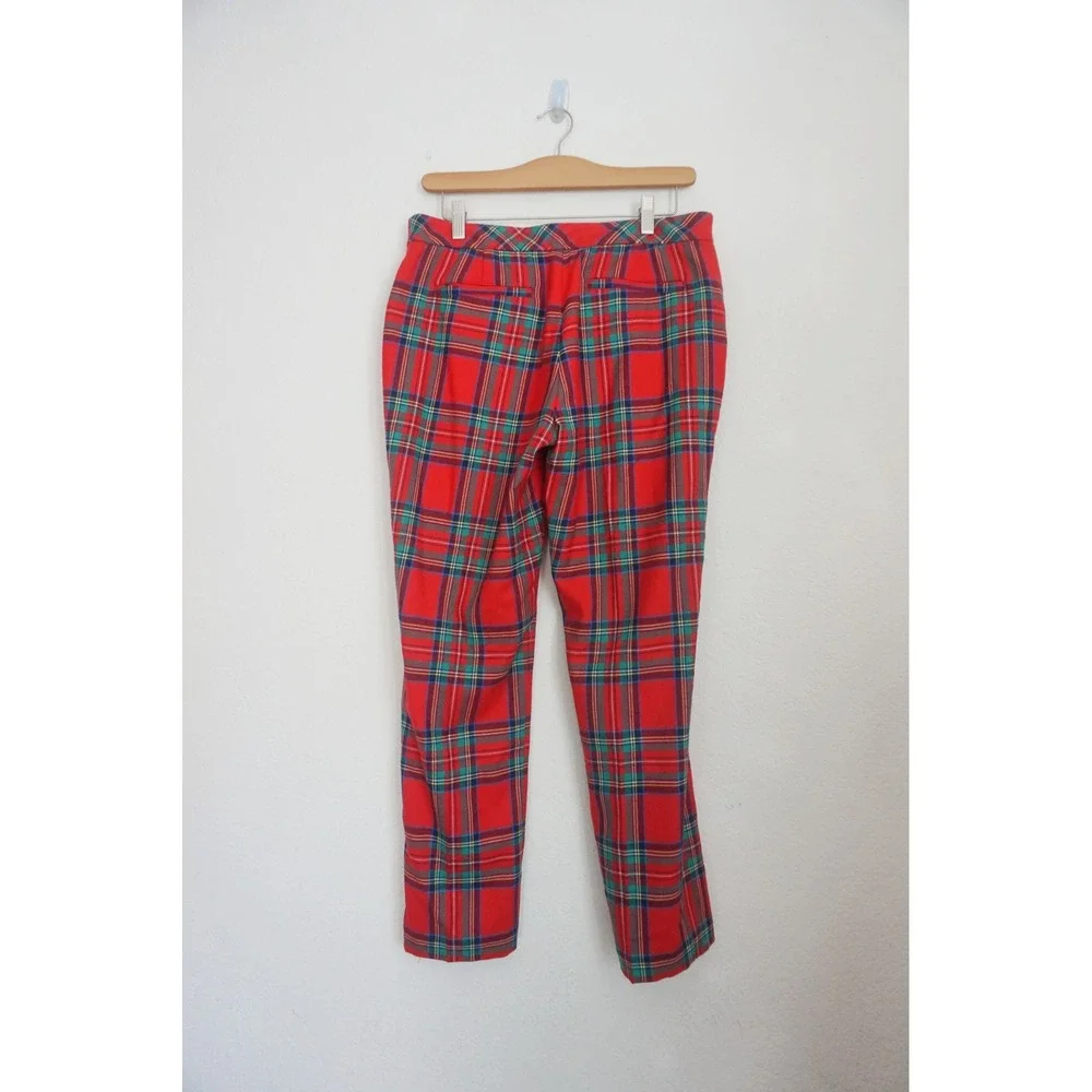 Vineyard Vines Red‎ Plaid Wool Blend Straight Leg Pants Women's Size 6